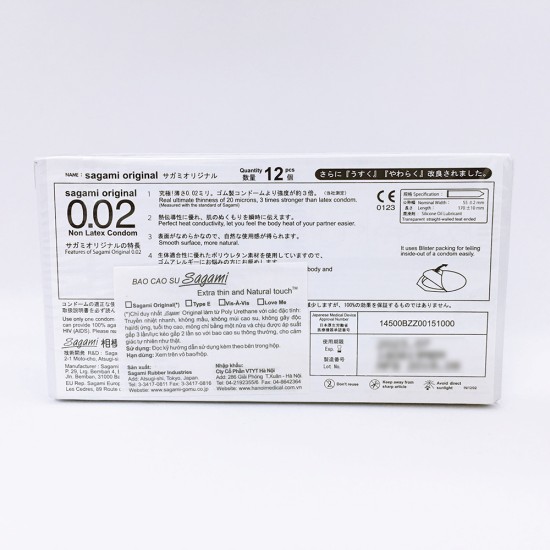 Bao cao su siêu mỏng cao cấp Sagami Original 0.02 Nhật Bản Bao cao su siêu mỏng cao cấp Sagami Original 0.02 Nhật Bản