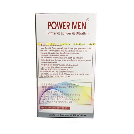 Bcs size nhỏ kéo dài mỏng trơn Power Men Hàn Quốc