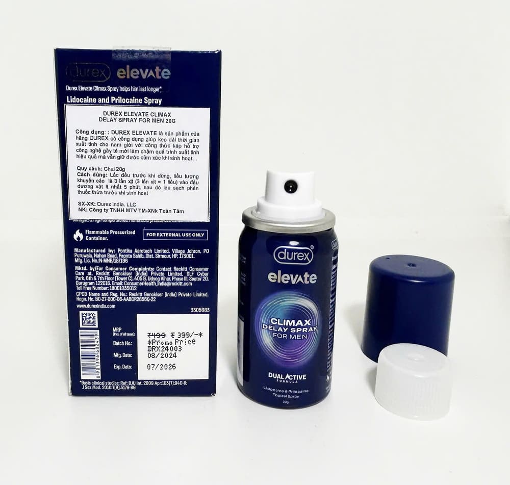 Bình xịt Durex Elevate Climax Delay 20g chống xuất tinh sớm