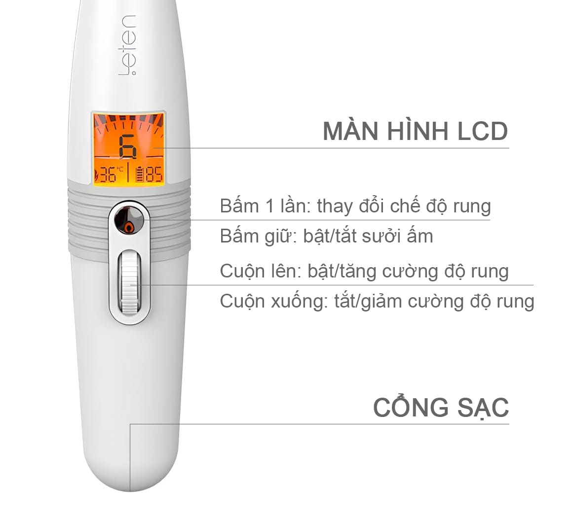 Chày rung tình yêu có sưởi ấm màn LCD Leten Lightning Young Version