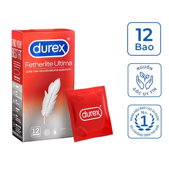 Bao cao su mỏng trơn Durex Fetherlite Ultima