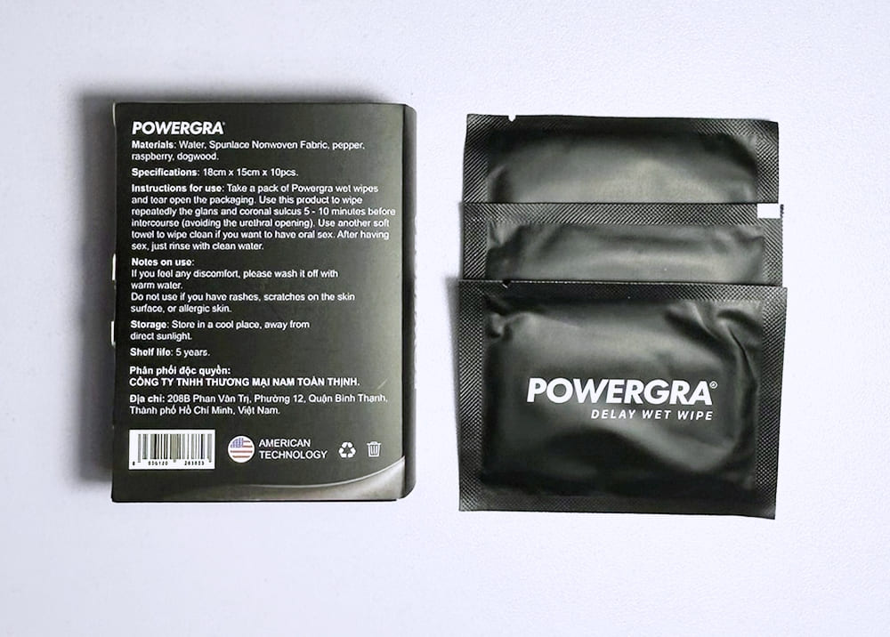 Khăn lau kéo dài thời gian quan hệ Powergra Delay Wet Wipes -10c Khăn lau kéo dài thời gian quan hệ Powergra Delay Wet Wipes -10c