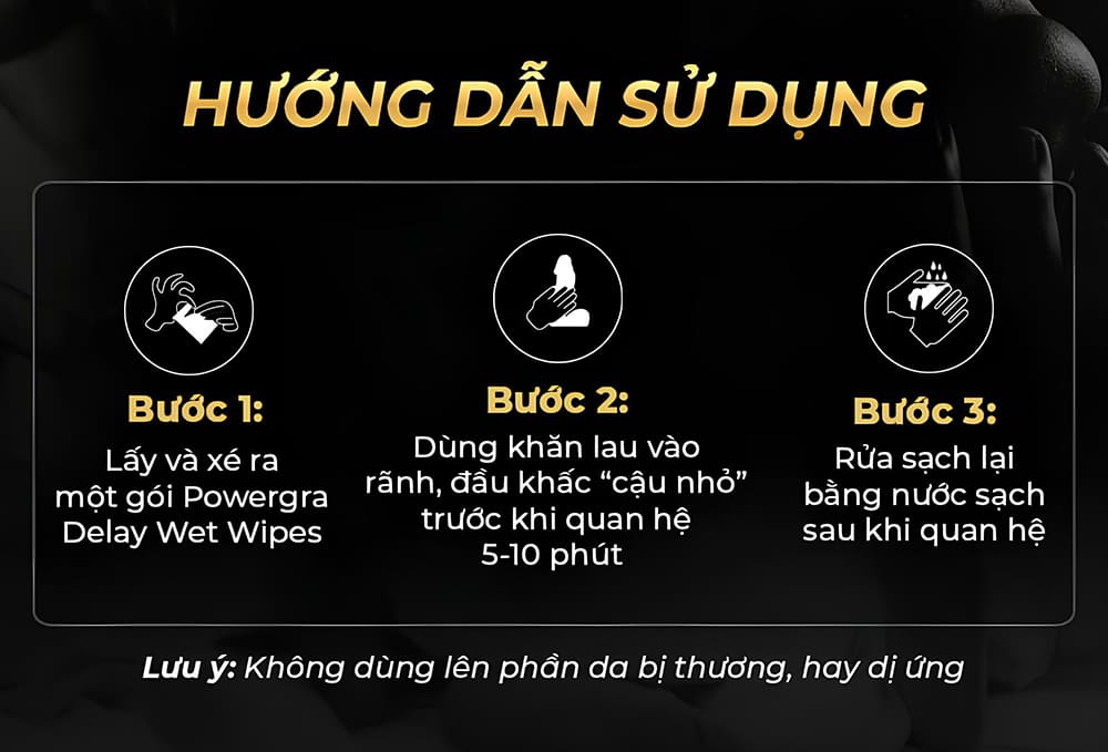Khăn lau kéo dài thời gian quan hệ Powergra Delay Wet Wipes -10c Khăn lau kéo dài thời gian quan hệ Powergra Delay Wet Wipes -10c