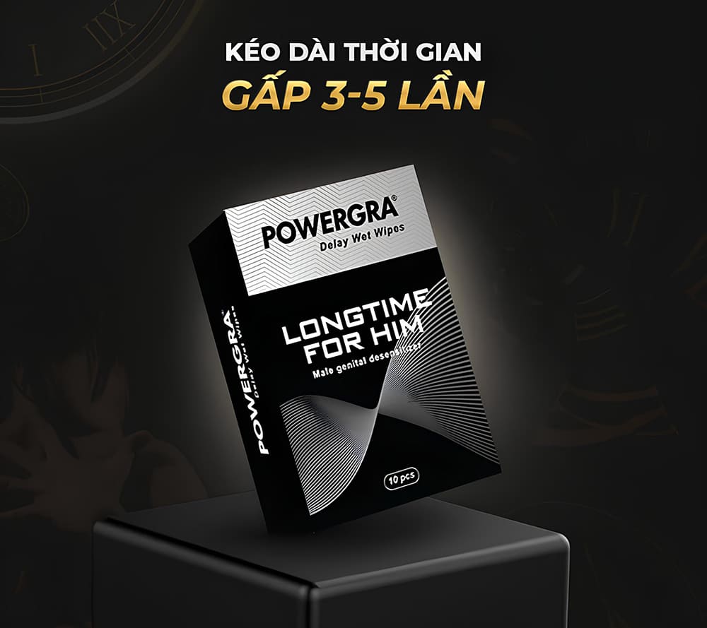 Khăn lau kéo dài thời gian quan hệ Powergra Delay Wet Wipes -10c Khăn lau kéo dài thời gian quan hệ Powergra Delay Wet Wipes -10c