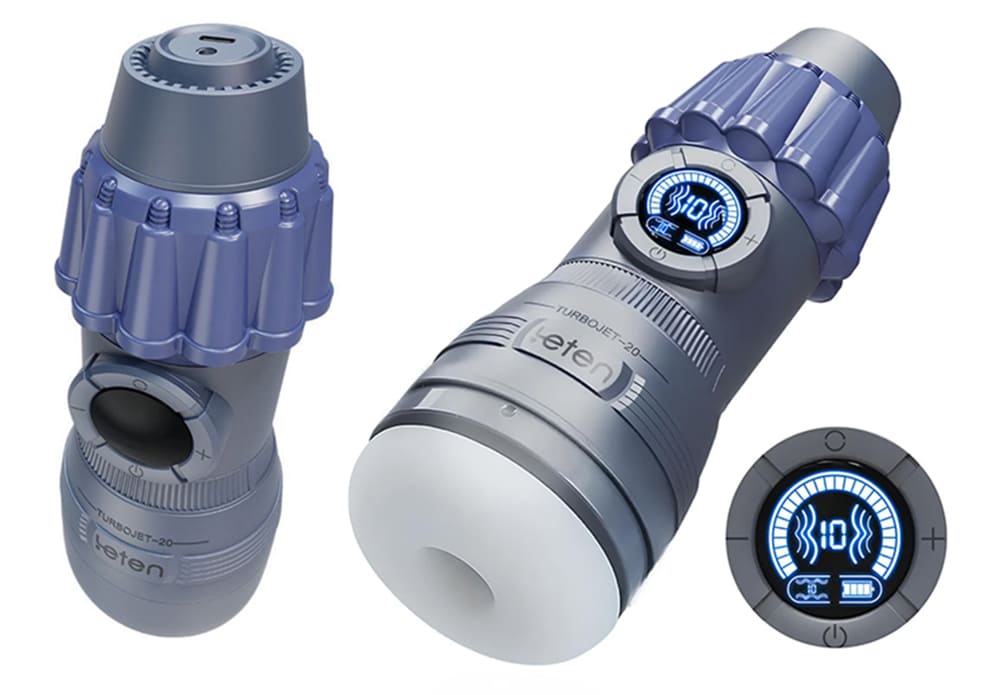 Máy thủ dâm nam rung co bóp có âm thanh màn hình LCD Leten TurboJet-20