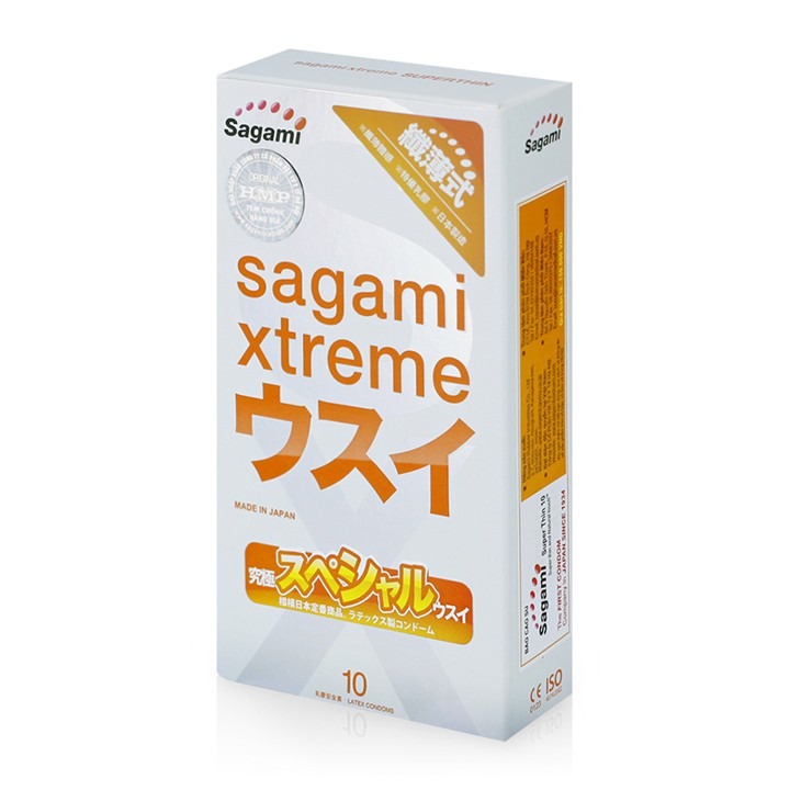 Bao cao su mỏng trơn Sagami Xtreme Superthin Nhật Bản -10s